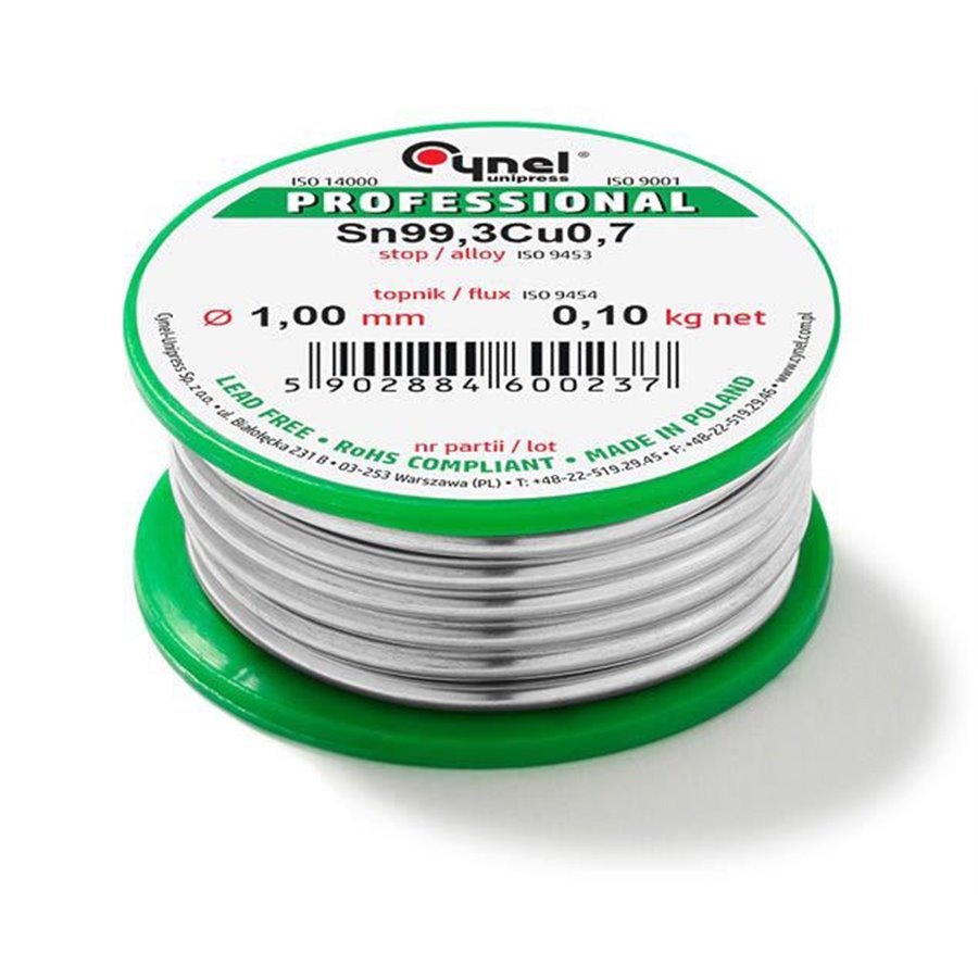 Cín 1,0mm/100g  CYNEL Sn99,3Cu0,7 bezolovnatý