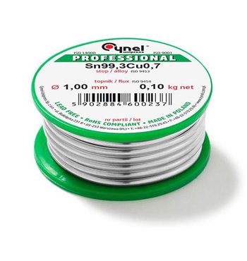 Cín 1,0mm/100g  CYNEL Sn99,3Cu0,7 bezolovnatý