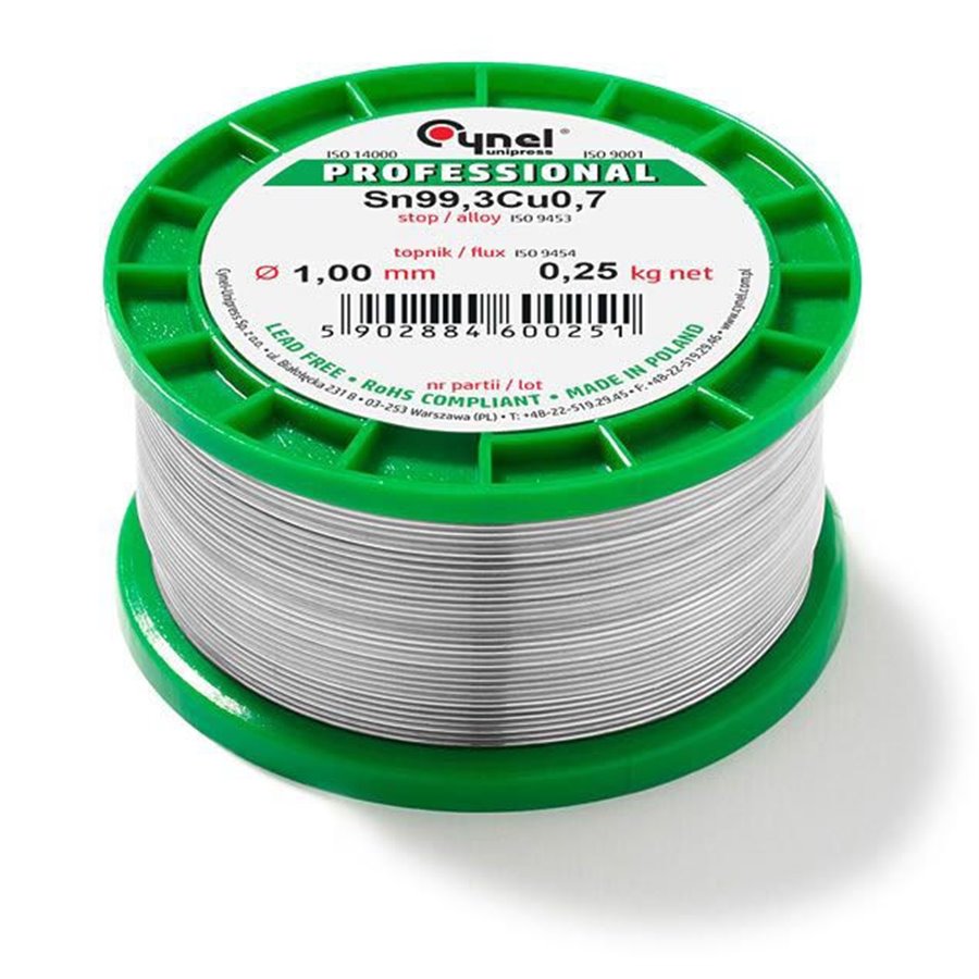 Cín 1,0mm/250g  CYNEL Sn99,3Cu0,7 bezolovnatý