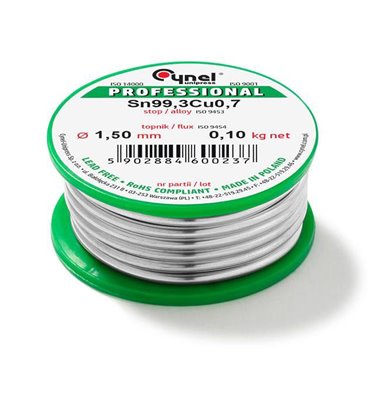 Cín 1,5mm/100g CYNEL Sn99,3Cu0,7 bezolovnatý