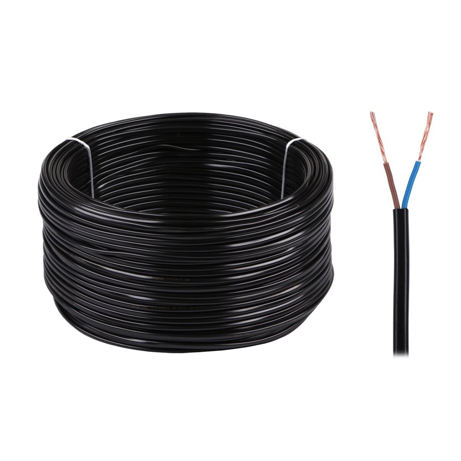 Kábel elek.H03VVH2-F 2x0,5 300/300V čierny-100m (oválny)