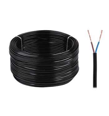 Kábel elek.H03VVH2-F 2x0,5 300/300V čierny-100m (oválny)