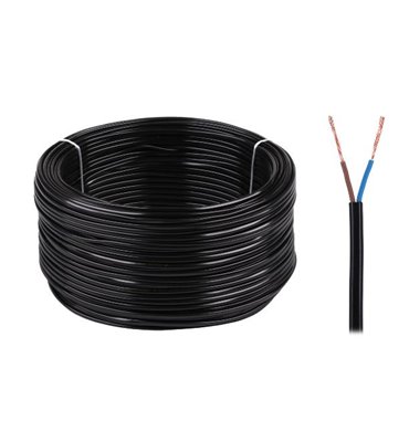 Kábel elek.H03VVH2-F 2x0,75 300/300V čierny-100m (oválny)