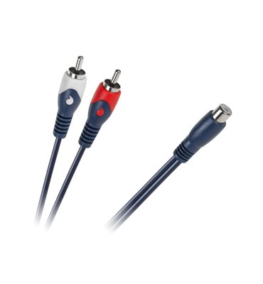 Kábel RCA 2x - RCA 1x zásuvka, 0,2m