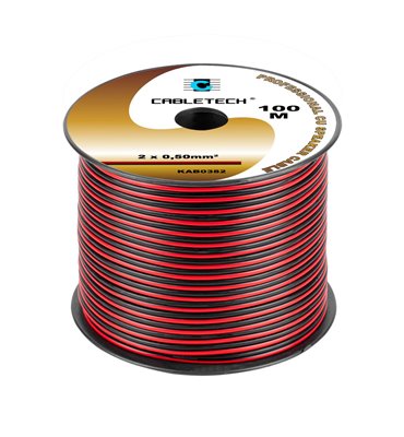 Kábel REPRO. 2x 0,50mm CU čier-červ(100m)