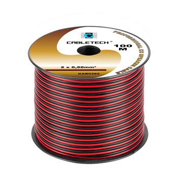 Kábel REPRO. 2x 0,50mm CU čier-červ(100m)