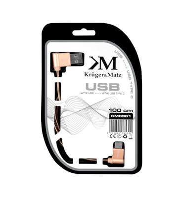 Kábel USB - USB typ C rohový 1m  3A Kruger&Matz