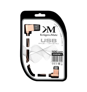 Kábel USB - USB typ C rohový 1m  3A Kruger&Matz