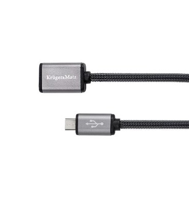 Kábel USB A(zásuvka)-micro USB,OTG 20cm Kruger&Matz