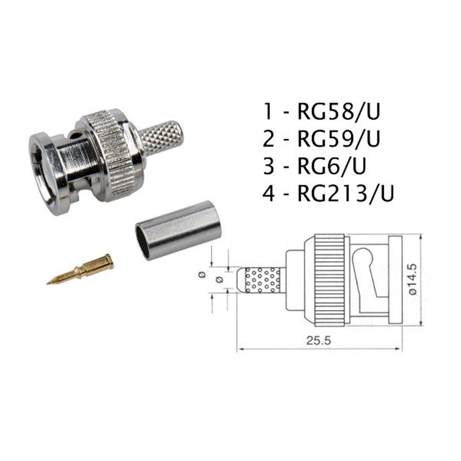 Konektor BNC RG59 lisovací
