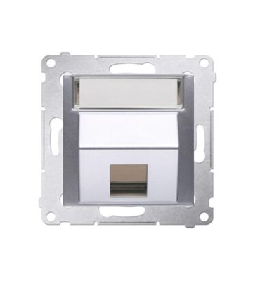 Kryt zásuvky 1x RJ45/RJ12 Simon 54 premium šikmý strieborný