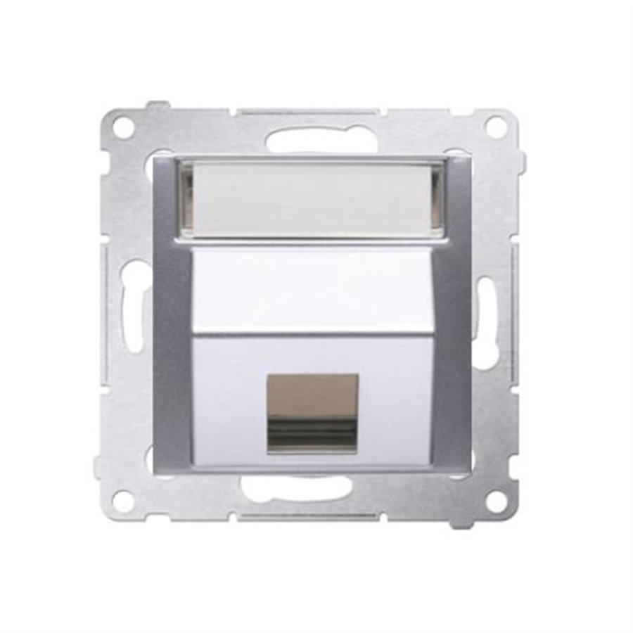 Kryt zásuvky 1x RJ45/RJ12 Simon 54 premium šikmý strieborný