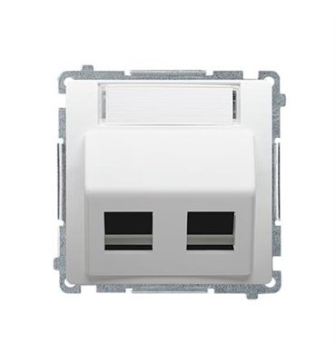 Kryt zásuvky 2x RJ45/RJ12 Simon Basic modul šikmý biely