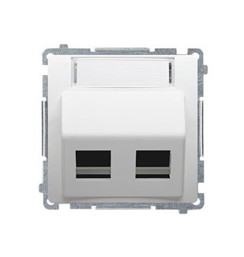 Kryt zásuvky 2x RJ45/RJ12 Simon Basic modul šikmý biely