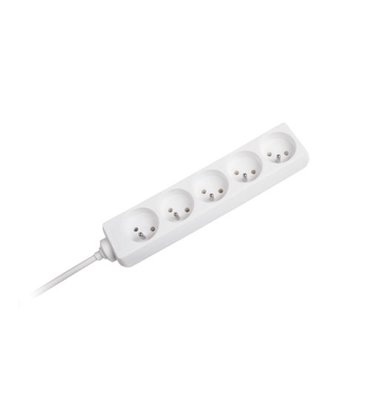 Predlžovací kábel 5 zásuviek, 3m, biely (3x1,5 mm) REBEL