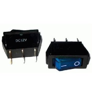 Prepínač kolískový 3pin 12V modrý