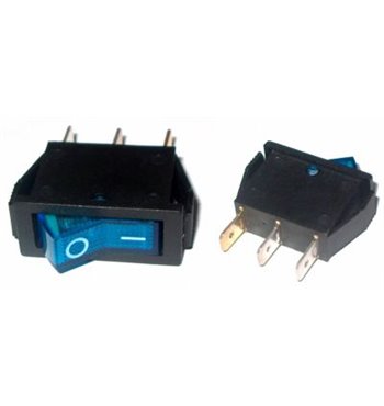 Prepínač kolískový 3pin 230V modrý