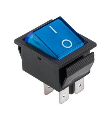 Prepínač kolískový 4pin 230V modrý