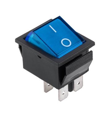 Prepínač kolískový 4pin 230V modrý