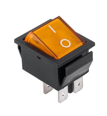 Prepínač kolískový 4pin 230V žltý
