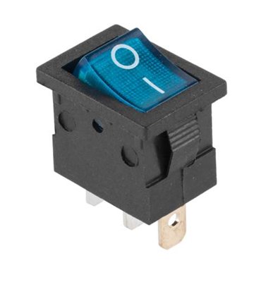 Prepínač kolískový mini 3pin 12V modrý