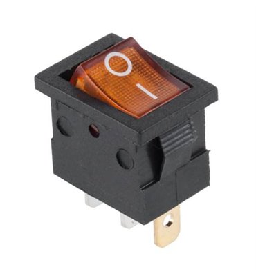 Prepínač kolískový mini 3pin 12V oranžový