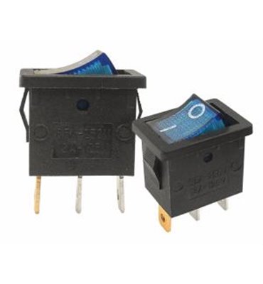 Prepínač kolískový mini 3pin 230V modrý