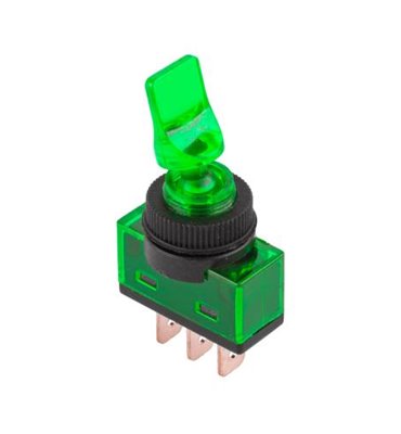 Prepínač páčkový ASW-14D 3pin zelený