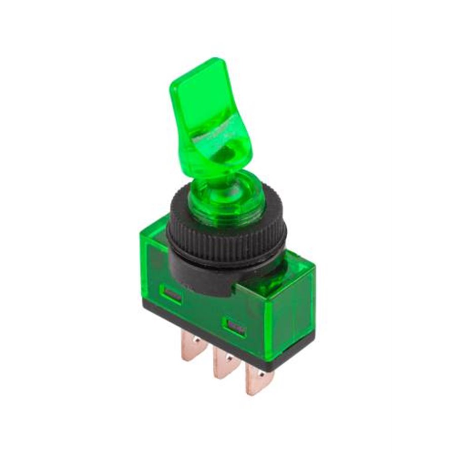 Prepínač páčkový ASW-14D 3pin zelený