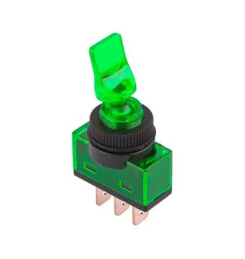 Prepínač páčkový ASW-14D 3pin zelený