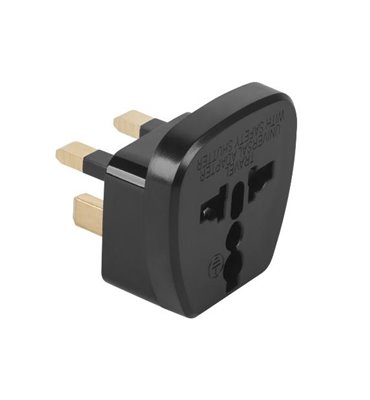 Redukcia 230V UK- univerzálna zásuvka čierna (QZ36)