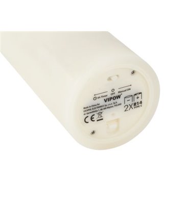 Vosková LED sviečka, mala ivory biela, 13cm