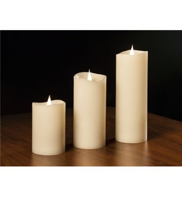 Vosková LED sviečka, mala ivory biela, 13cm