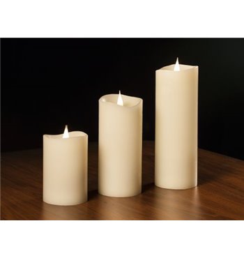 Vosková LED sviečka, mala ivory biela, 13cm