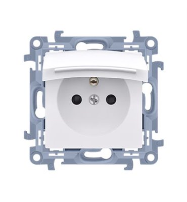 Zásuvka 250 V Simon 10 IP44 s clonkami modul biela