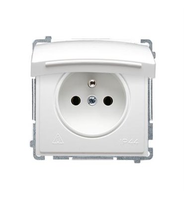 Zásuvka 250 V Simon Basic IP44 s clonkami modul biela