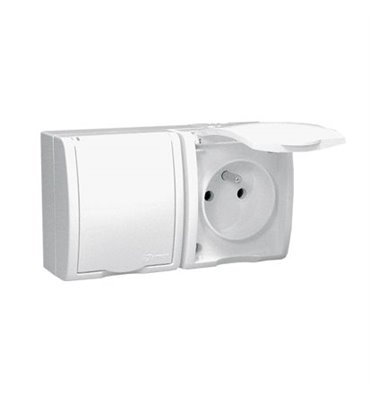 Zásuvka IP54 250 V Simon Aquarius dvojnásobná biela