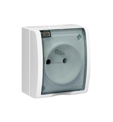 Zásuvka IP54 250 V Simon Aquarius jednonásobná bielo-transparent