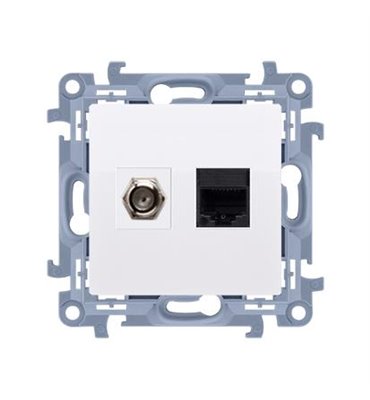 Zásuvka SAT "F" + RJ45 Simon 10 modul biela