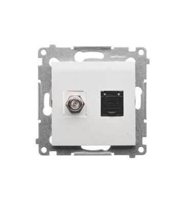 Zásuvka SAT "F" + RJ45 Simon 54 premium modul biela