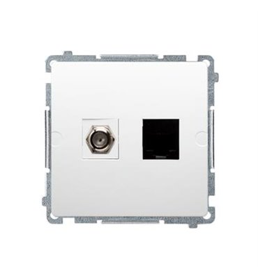 Zásuvka SAT "F" + RJ45 Simon Basic modul biela