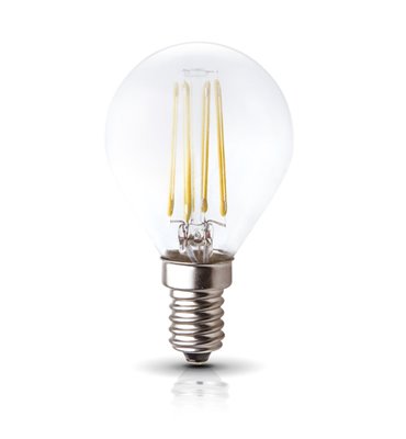 Žiarovka LED 4W, E14, 3000K, 230V, LED filament, globo