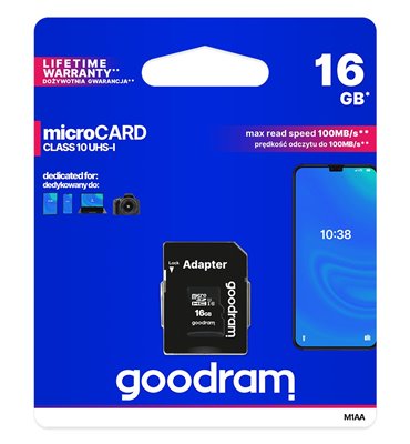Karta micro SDHC 16GB Goodram class 10 UHS1