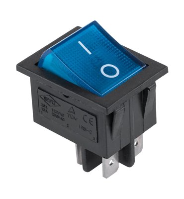 Prepínač kolískový 4pin 230V modrý