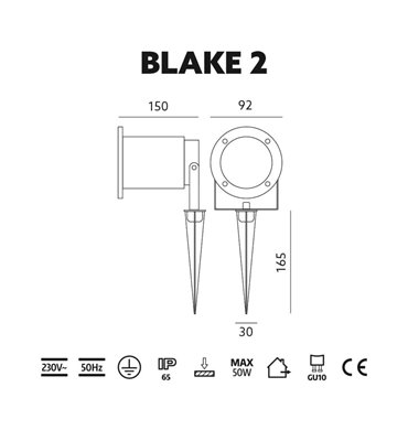 Záhradná lampa BLAKE 2 čierna