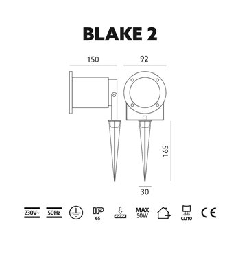 Záhradná lampa BLAKE 2 čierna