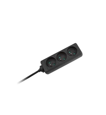 Predlžovací kábel 3 zásuvky, 1,5m, čierny (3x1mm) REBEL