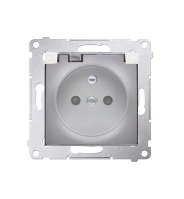 Zásuvka 250 V Simon 54 premium IP44 s clonkami strieborná/transp