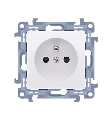 Zásuvka 250 V Simon 10 s clonkami modul pružinové svorky biela