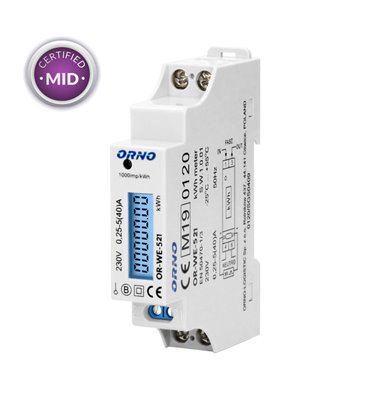 Elektromer 1-fázový LCD ORNO WE-521 s certifikátom MID